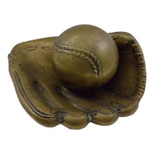 Vintage Brass Baseball Glove & Ball Catchall Tray, Mid Century Sports Desk Decor, Baseball Lover Gift, Man Cave Display