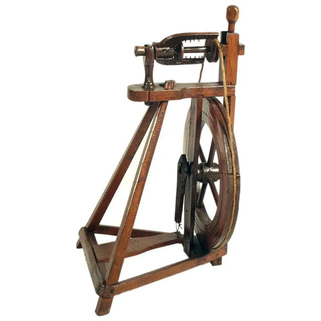 Tyrolean Spinning Wheel in Walnut, 1750s For Sale - Image 3 of 7