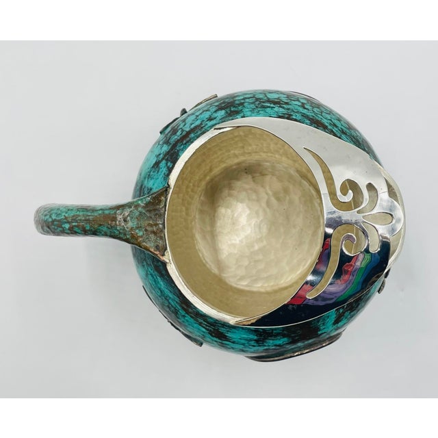 1980s Emilia Castillo Silver Plated Water Pitcher With Butterflies & Verdigris Patina For Sale - Image 12 of 18