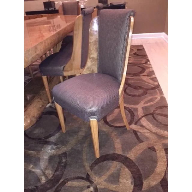 Brown Art Deco Burl Walnut Dining Room Set Consisting of Table and Eight Chairs - Set of 9 For Sale - Image 8 of 11