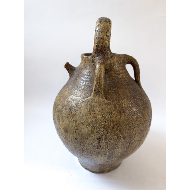 Antique French Glazed Terracotta Walnut Oil Jug (Cruche) With Four Handles, C. 1900 For Sale - Image 4 of 17