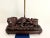 Stunning Asian hand-carved wood dragon lamp with intricately detailed scales, scrolls, and teeth. Most likely a former...