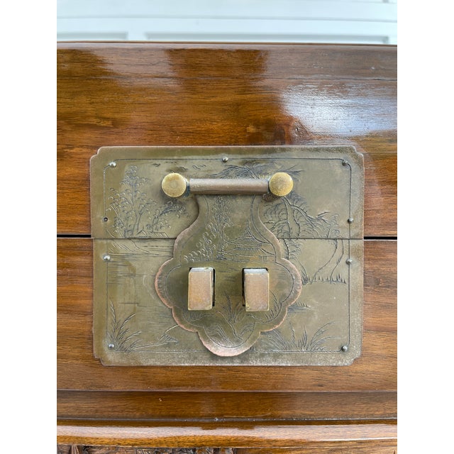 Wood Vintage Chinese Intricately Carved Wood Camphor Chest For Sale - Image 7 of 13