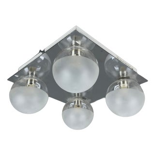 Ceiling Lamp in Chrome and Metal with Glass Bowls For Sale