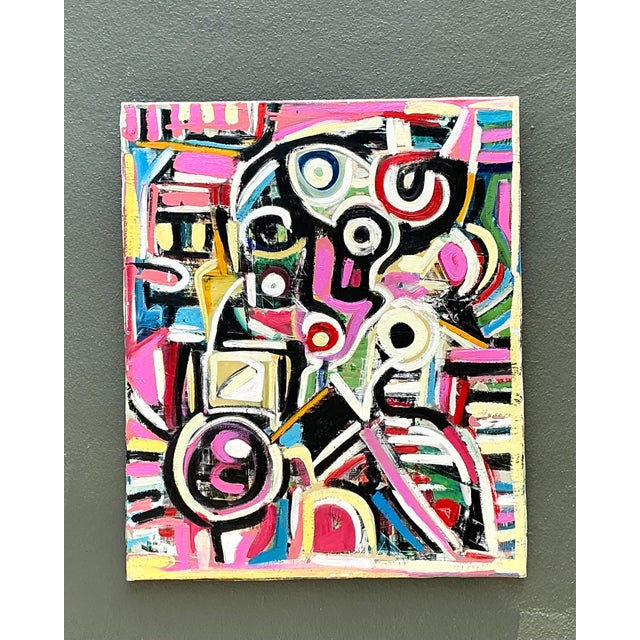 Vintage Geometric Vibrant Terry J Frid Oil on Canvas For Sale - Image 13 of 17