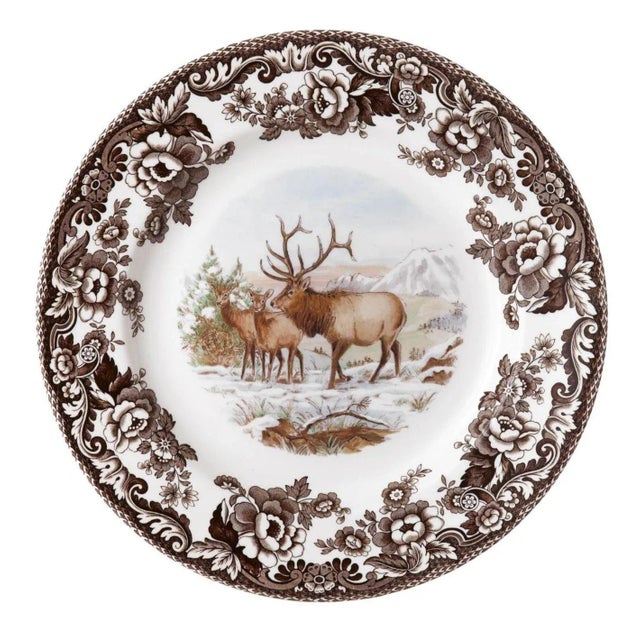 English Spode Woodland American Wildlife Dinner Plate 10.5", Elk For Sale - Image 3 of 3