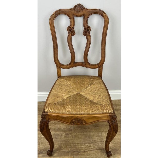 Wood Vintage French Dining Chairs in Oak, Set of 8 For Sale - Image 7 of 14