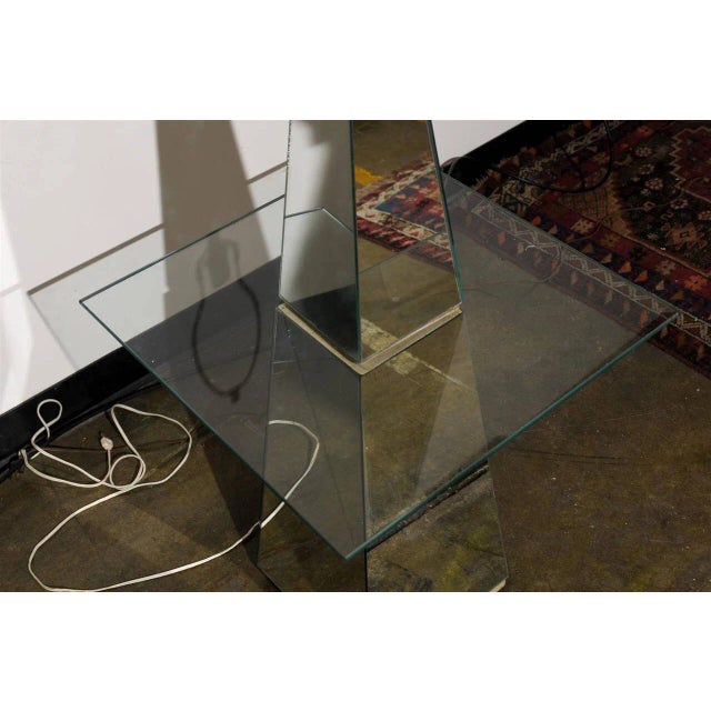 1960s Midcentury Modern Mirrored Floor Lamp With Glass Table For Sale - Image 5 of 6