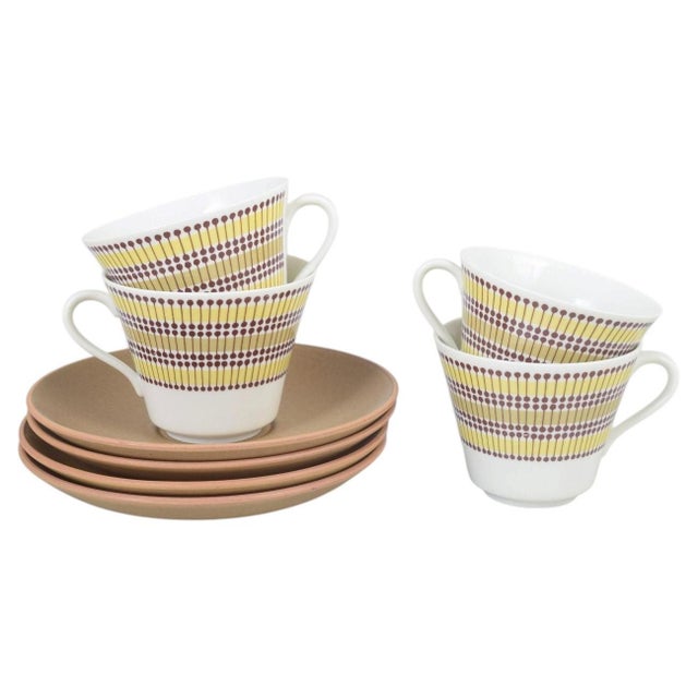 1960s Mandarin Teacups with Saucers by Marianne Westman for Rörstrand, 1960s, Set of 8 For Sale - Image 5 of 5