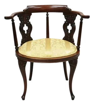 Antique Victorian French Style Mahogany Vanity Accent Side Chair With Round Seat