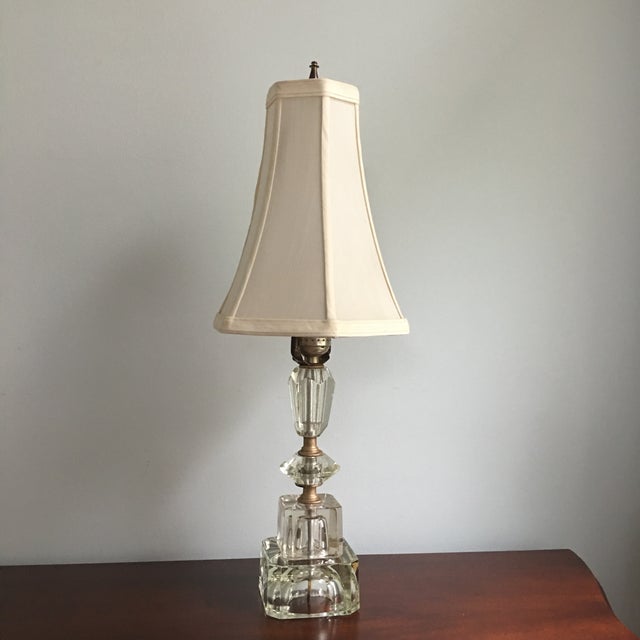 Vintage Hollywood Regency Stacked Crystal Lamp With Shade Chairish