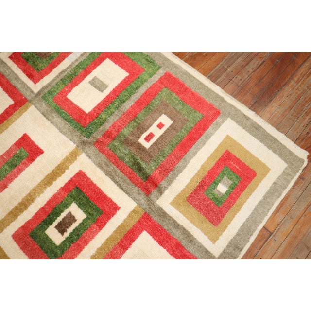 One of a kind late 20th century Turkish Tulu room size wool rug. A fun rug to work around. Measures: 8'6'' x 10'8''.