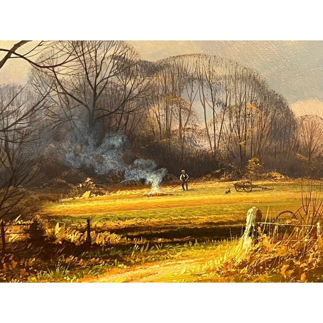 Farm in the Woods at Winter in the English Countryside with Warm Brown Colours Circa 1990 For Sale - Image 4 of 15