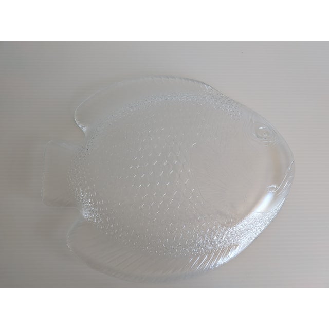Vintage Arcoroc France Clear Glass Fish Platter For Sale - Image 4 of 5