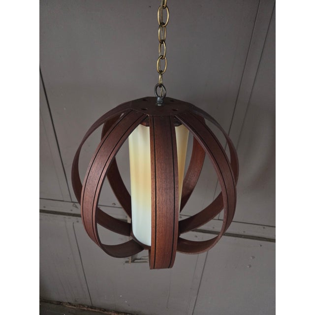1960s 1960s Mid Century Bentwood Globe Pendant Swag Light For Sale - Image 5 of 10