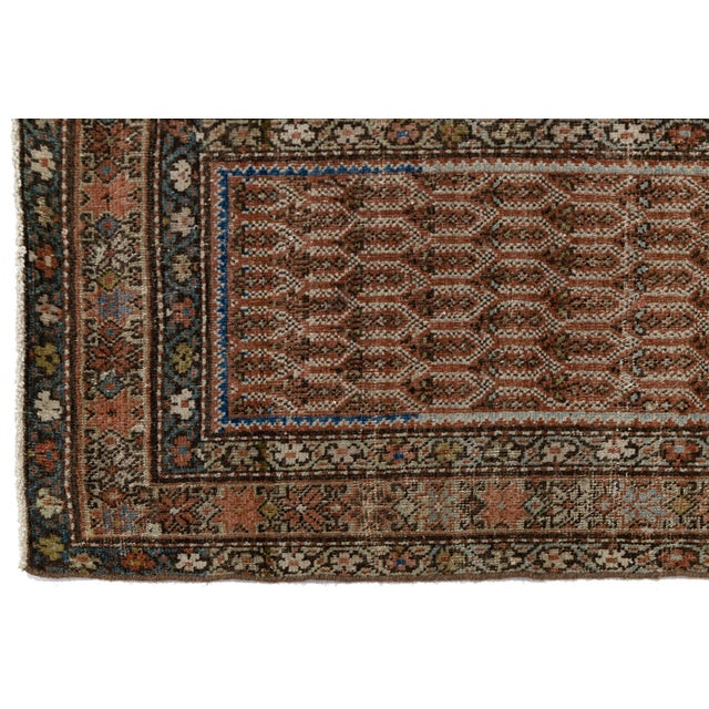 Brick Red 19th Century Antique Malayer Wool Runner Rug With Repeating Boteh Motif For Sale - Image 8 of 10