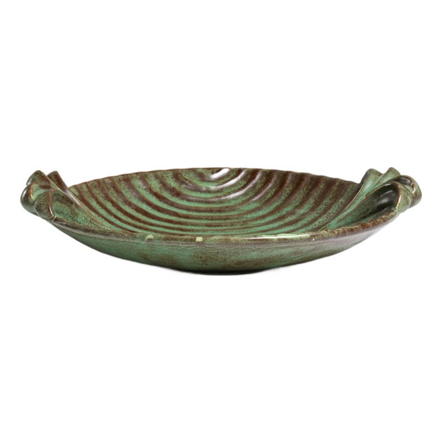 1970s Germany Forest Green Ceramic Serving Bowl For Sale
