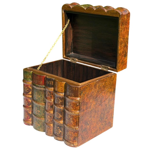 English Vintage Trompe-L’œil Decorative Faux Book Box For Sale - Image 3 of 12