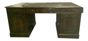 English Mahogany Two Pedestal Partners Desk