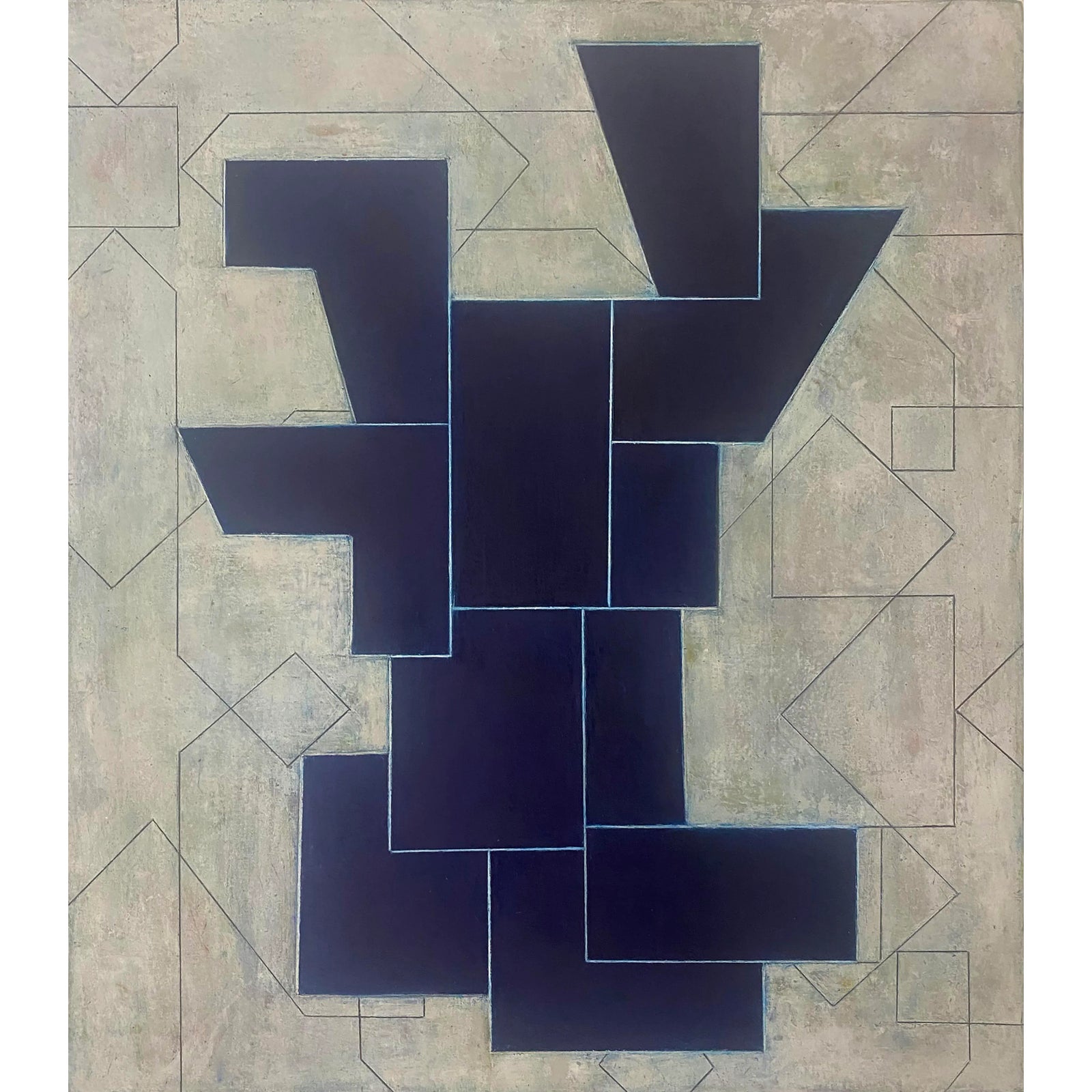 Contemporary Geometric Abstract Oil Painting From the Ancient Modern