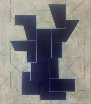 Contemporary Geometric Abstract Oil Painting From the Ancient Modern Series by Stephen Cimini