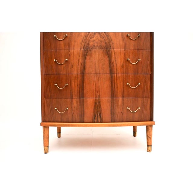 Vintage Danish Walnut and Brass Chest of Drawers, 1960s For Sale - Image 10 of 11