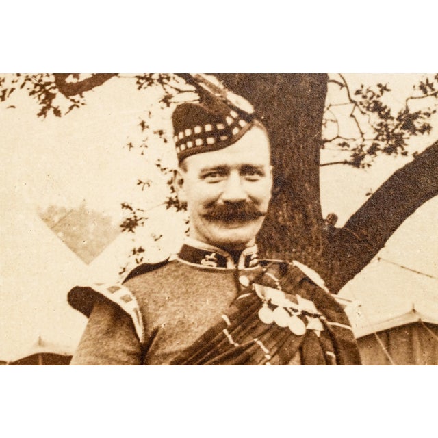 Fantastic Original Liverpool Scottish Regiment Scotland Antique World War I Framed Portrait Man in Uniform Photograph Home Decor For Sale - Image 4 of 8