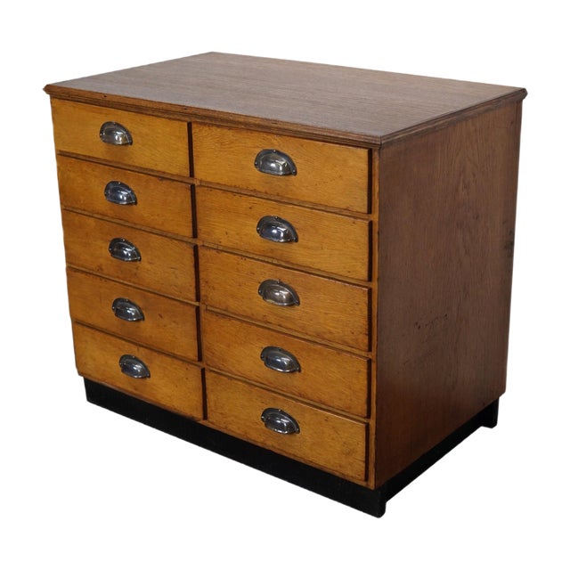 Mid-20th Century German Oak / Pine Apothecary Cabinet or Bank of Drawers For Sale