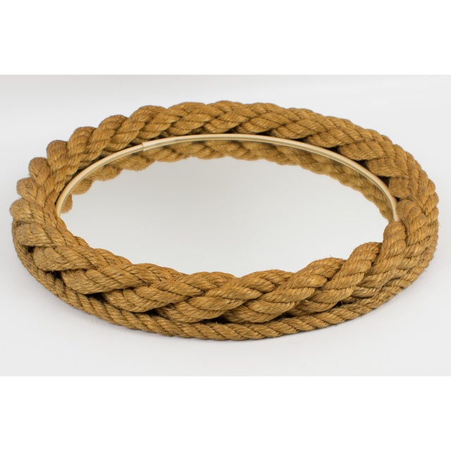 1960s Mid-Century Audoux Minet Wall-Mounted Nautical Rope Mirror For Sale - Image 5 of 10