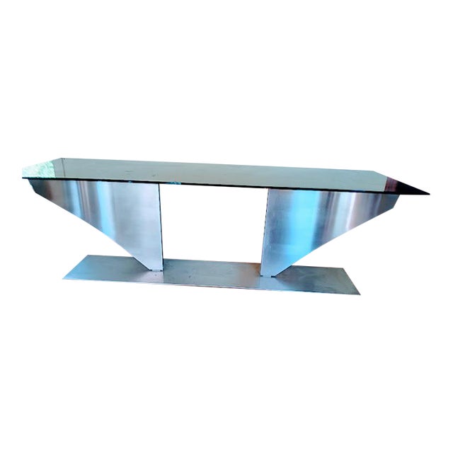 1970s Stainless Steel and Crystal Table ,"Scarpa"- Solazzini,Florence,iT. For Sale