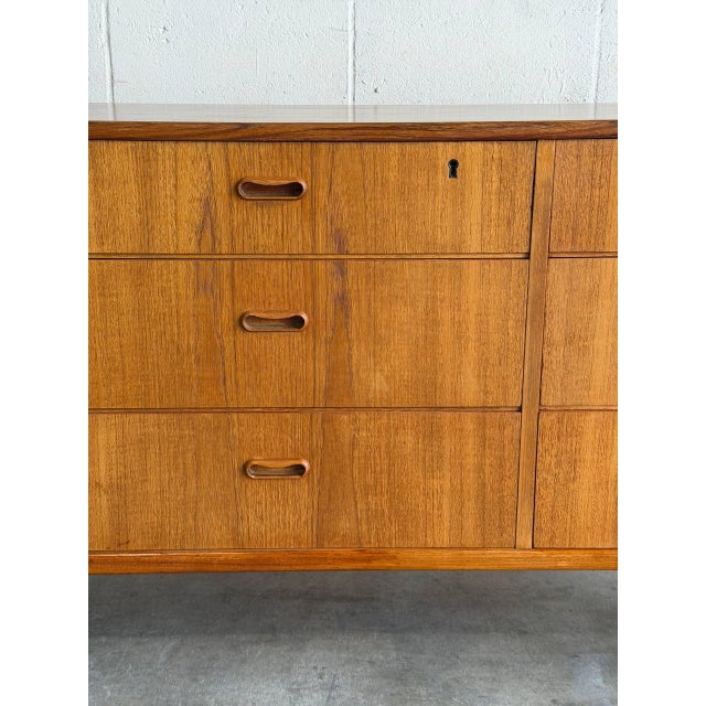 Wood In Style of Arne Vodder Teak Dresser Wooden Lowboy Chest of Drawers Denmark Mid-Century Modern 1960s For Sale - Image 7 of 9