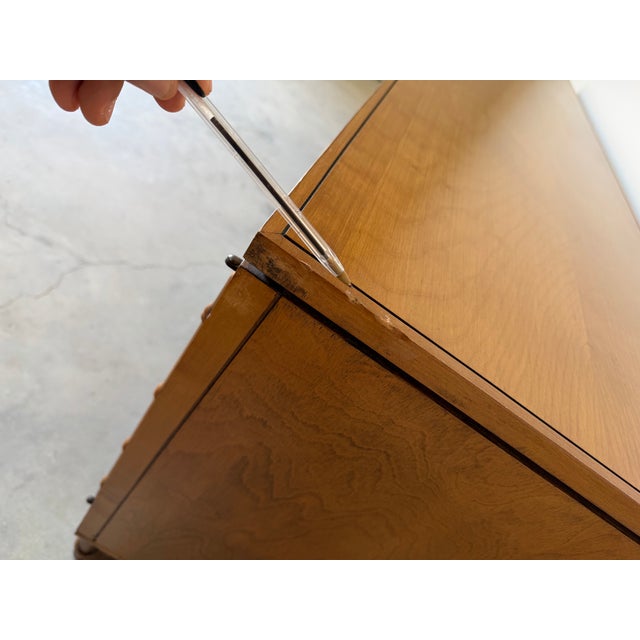 Vintage Ficks Reed Palm Beach Faux Bamboo Wood Sideboard With Brass Pulls For Sale - Image 9 of 12
