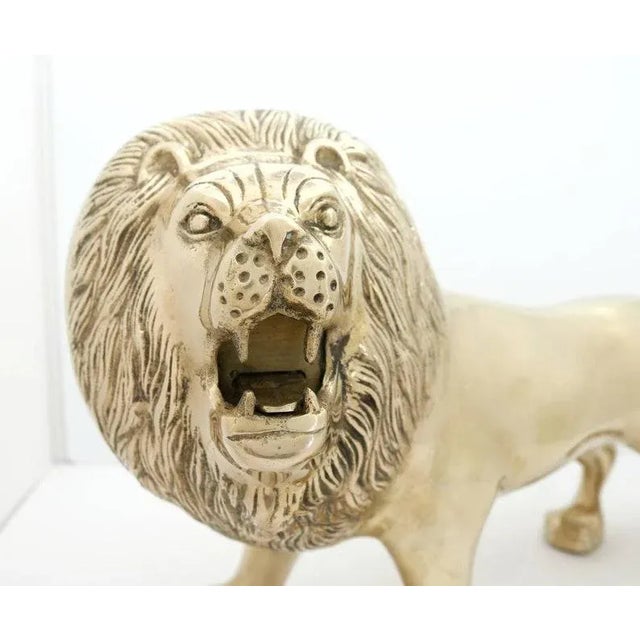 Late 20th Century Vintage Large Brass Lion Figurine For Sale - Image 5 of 11