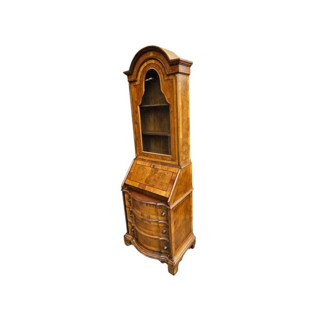 Tan 19th C. Biedermeier Style Mixed Fruitwood Two-Part Secretary Bookcase Cabinet For Sale - Image 8 of 10