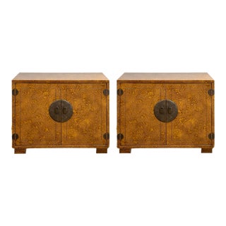 1970s Hollywood Regency Century Furniture Faux Tortoise Cabinets – a Pair For Sale