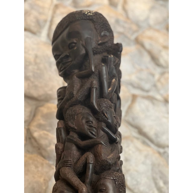 Mid-20th Century Large African Blackwood Makonde "Tree of Life" Ujamaa Sculpture – 45"h For Sale - Image 4 of 16