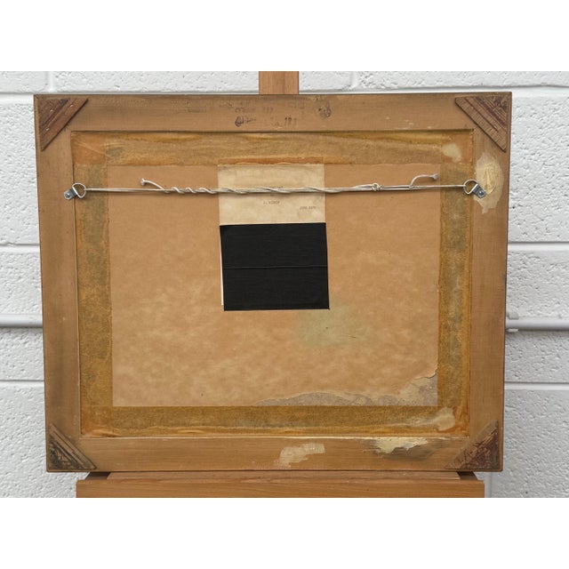 Cerulean Mountain Lake Forest Landscape Scene - Vintage 20th Century Oil Painting 1970 For Sale - Image 8 of 17