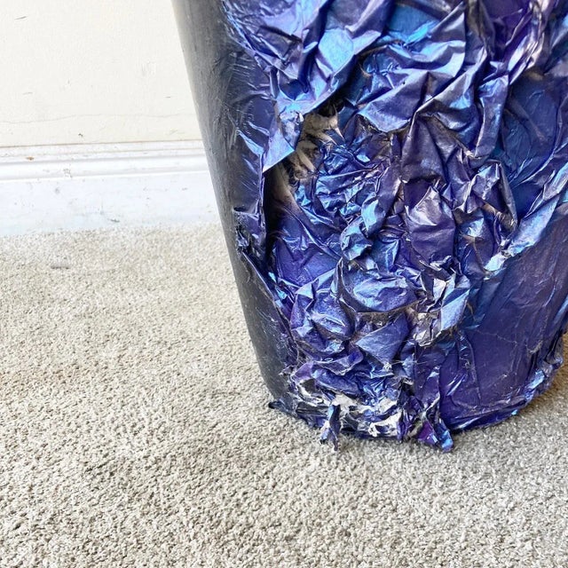 Paper Postmodern Black, Blue and Purple Paper Mache Vase For Sale - Image 7 of 9