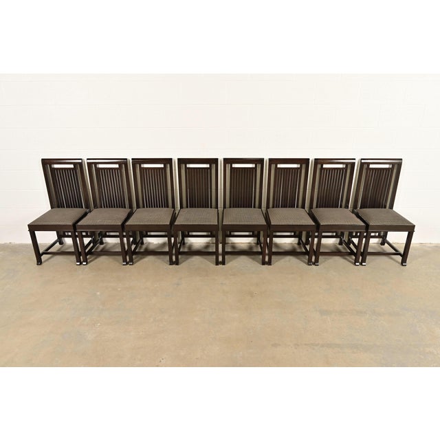 Mission Frank Lloyd Wright for Cassina Arts & Crafts Dark Cherry Wood Dining Chairs, Set of Eight For Sale - Image 3 of 13