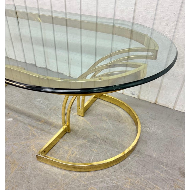 Metal Vintage Brass & Oval Glass Top Coffee Table For Sale - Image 7 of 7