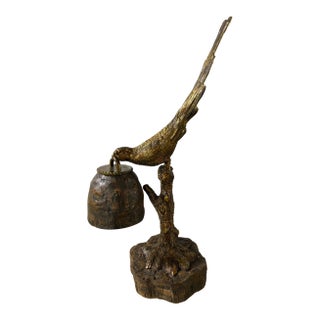 Late 20th Century Iron Bird Lamp on a Base For Sale
