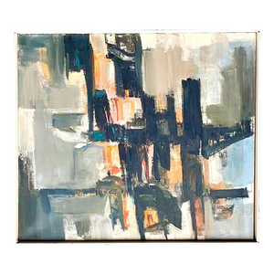 Vintage Boho Abstract Signed Original Oil Painting on Canvas