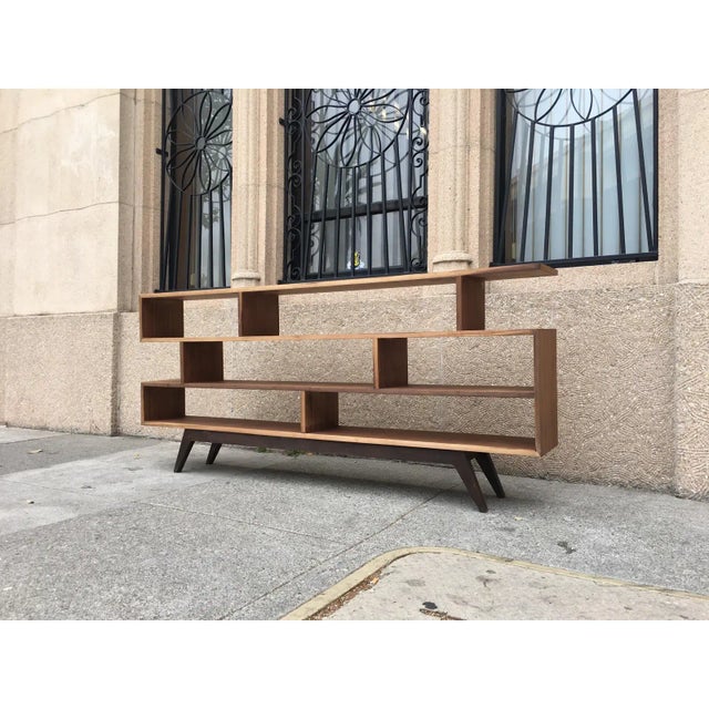 Handcrafted Staggered Bookcase in Walnut For Sale - Image 10 of 11