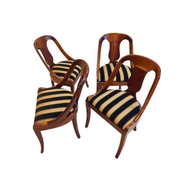 German Biedermeier Gondola Chairs, 1820, Set of 4 For Sale - Image 3 of 9