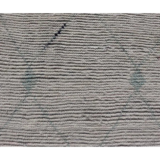 Textile Moroccan Runner With Sub-Geometric Diamond Design With Ivory and Blue Design For Sale - Image 7 of 9