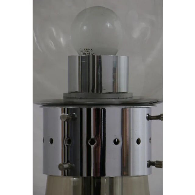 1960s Space Age Italian Birillo Table Lamp in Glass and Steel from Mazzega, 1960s For Sale - Image 5 of 12