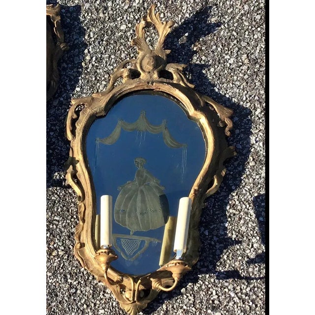 Venetian Gilt Mirrored Sconces or Girondole - a Pair For Sale In Tampa - Image 6 of 13