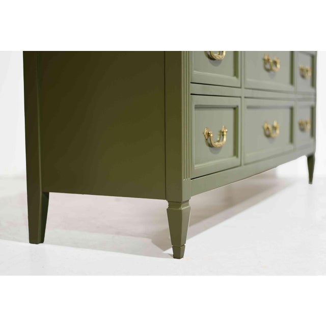 Mid Century Traditional Dresser Sideboard by Mount Airy in Green - Newly Painted For Sale - Image 11 of 13