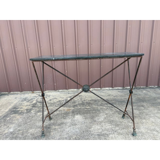 Pair of French Maison Bagues Neoclassical Style Wrought Iron Console Tables For Sale - Image 9 of 11