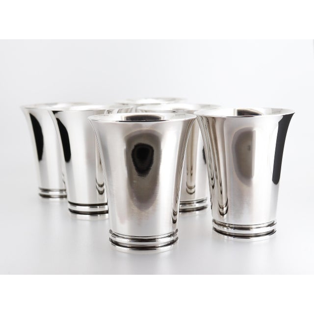Georg Jensen Antique Set of 6 Georg Jensen Sterling Silver 'Pyramid' Cocktail Cups No. 600 A For Sale - Image 4 of 12